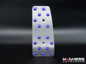 FIAT 500 Pedal Set + Footrest - Black Italy - Automatic - Aluminum w/ Blue Rubber Grips